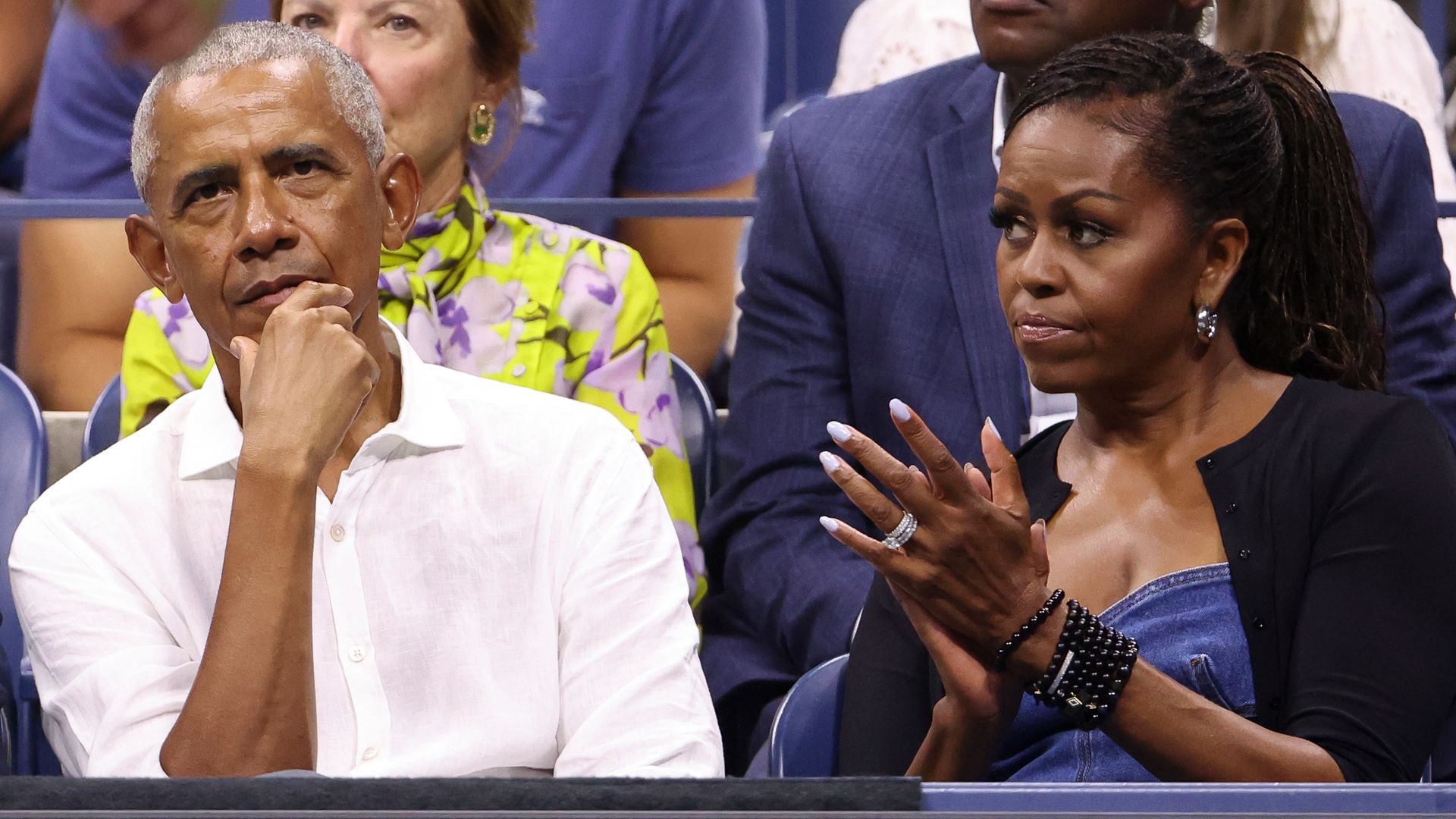michelle obama sitting beside barack obama at us open