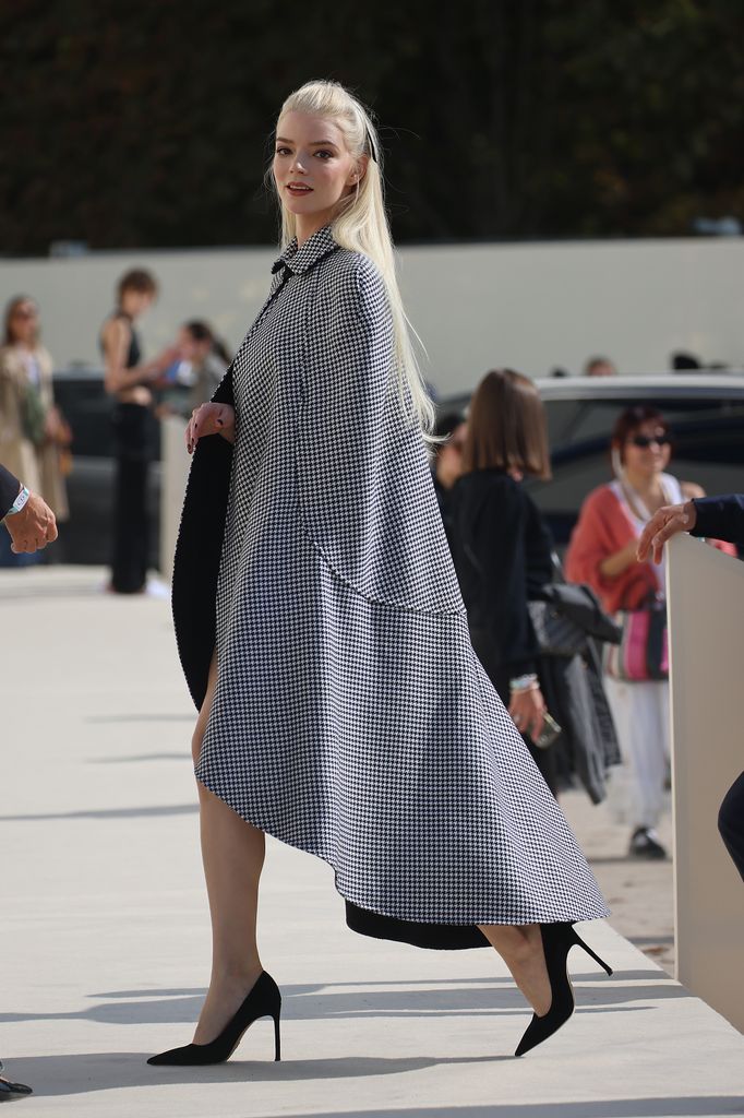 Anya Taylor-Joy arriving at Christian Dior during Womenswear Spring Summer 2026 as part of Paris Fashion Week on October 01, 2025 in Paris, France